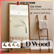 DeWood Wood Frame Mirror Standing Wooden Mirror Stand Full Length Cermin Dinding Kayu Cermin Panjang Cermin Besar Berdiri