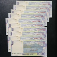 uang 1000 patimura 10lembar ada solid 777777 baru unc 2000/2006