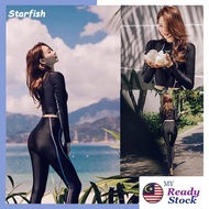 【Starfish】Ready stocks Long Sleeve High Waist Korean version swimming suit swimming suit woman plus 