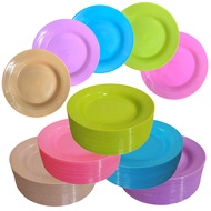 12pcs/Dozen Plastic Round Plate 9inch Manipis Plate Reusable plates, picnic plates, cutlery