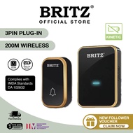 [NO NEED BATTERY] BRITZ Wireless Kinetic Self-Powered Doorbell Door Bell SET [Plug-In] / FREE Adhesive Tape