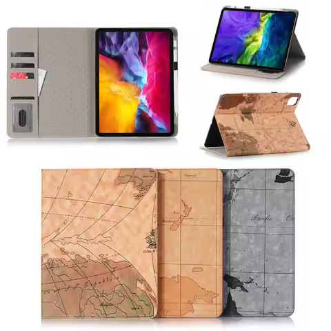 Map PU Leather Stand Case for Apple iPad Pro 12.9 inch 2015/2017 Case For iPad Pro 11 2018 2020 2021