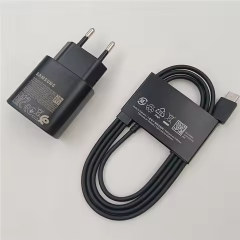 Samsung 25W Charger Super Fast Charge Adapter 1M/1.8M Type C Cable For Galaxy S25 S24 S23 S22 S21 S2
