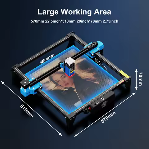 New TwoTrees TTS-55/TTS-10 Pro Laser Engraver/Cutter 445nm, 300x300mm, 0.1mm Precision, WiFi/USB/Off