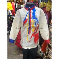 Barong Philippines Inspired FLAG & MAP EMBROIDERED DESIGN for Kids- Buwan ng Wika Costume