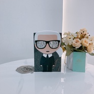 MS0516 KARL 老佛爺可愛版閃粉硬盒子鍊帶包包LAGERFELD IKONIK VERTICAL CLUTCH BOX ACRYLIC