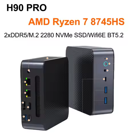 SZBOX H90 PRO AMD Ryzen 7 8745HS Mini PC Windows 11 2xDDR5 M.2 2280 NVMe SSD Wifi6E BT5.2 Desktop Of