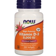 NOW Foods Vitamin D3 5000 IU 240 Softgels 5000IU contents 240