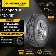 Dunlop SP Sport J6 Car Tyre (FREE INSTALLATION/DELIVERY) 12 13 14 15 Inch Tire Tayar Kereta Perodua 
