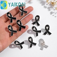 GLENES Black Ribbon Pin, Awareness Melanoma Cancer Funeral Ribbon Badge Brooch, Sweet Vintage Breast