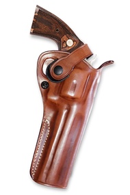Premium Leather Three Slots Belt Holster with Retention Strap Fits Colt Python 357 Revolver 6", R/H