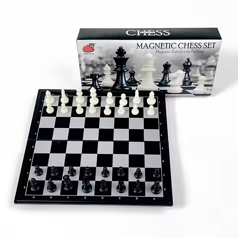 Foldable Magnetic Chess Board Game Black White Chess Set Portable Plastic Travel Competition Board G