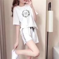 Pajamas wanita musim panas gaya Korea wanita comel wanita celana pendek lengan pendek gaya sukan ber