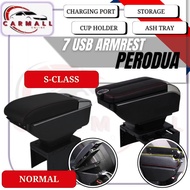 7USB Armrest Double Layer Armrest Adjustable with Cup Holder Car Console Box Perodua Axia Bezza Myvi