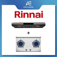 RINNAI RH-S3059-PBW 90CM BLACK SLIMLINE HOOD + RINNAI RB-782S 76CM FLEXIHOB 2 BURNER STAINLESS STEEL BUILT-IN GAS HOB