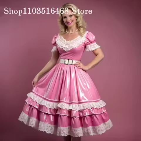 Barbie Pink Lace Vintage Victorian Ball Gown Customized Laser-Cut Fabric Evening Gown Special Occasi