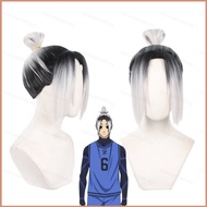 SY6 Anime BLUE LOCK Gin Gagamaru Cosplay Wig Black White Gradient Hair Fluffy Hairpiece Heat Resista