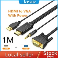 Jasoz HDMI to VGA Cable Video Adapter HDMI to VGA Converter With 3.5mm Audio USB Power Cable Adapter