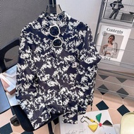 Disco Light Little Girl Blue Apple Paradise Floral Shirt Long Sleeve Polo Collar Regular Length Vint