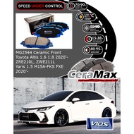 Ceramax MG2544 Toyota Altis ZRE210L ZWE211L Yaris 1.5 M15A-FKS Corolla 1.2T G Z Front brake pad