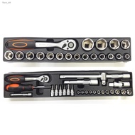 ☾✸Set alat 85 pcs Cantilever Metal Tool Box Set 5 Tier 85pcs 1/4 "& 1/2" set alat