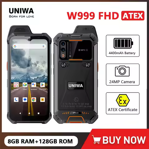 UNIWA W999 ATEX Explosion IP68 Walkie Talkie 6.3 Inch FHD Helio G99 8GB+128GB 4400mAh Smartphone And