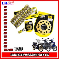 PROTAPER SPROCKET SET 415 GOLD CHAIN ORING 415 YAMAHA RXZ Y125ZR LC135 14T 15T 40T 41T 42T 43T 44T U