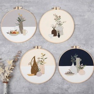 Embroidery kit, beginner embroidery material kit, embroidery starter kit, stitching fabric, vase pat