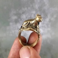 Antique Brass Tiger Cat Ring Unique Tiger Cat Ring