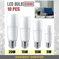 10PCS LED Bulb 6500K [5W 10W 15W 20W] Daylight Effect LED Light Stick Bulb Mentol Bulb E27 90% Energy Saving Warm/White