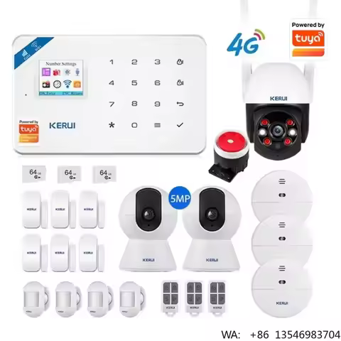 KERUI W184 4G WIFI GSM Home Security Alarm System Alexa Home 5MP Works with Tuya Smart Camera Wirele