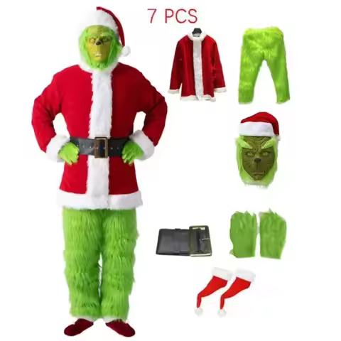 Halloween Kerstman maquillage Bal scène Performance Kostuum Kerstmis génie Groenharig monstre Grinch