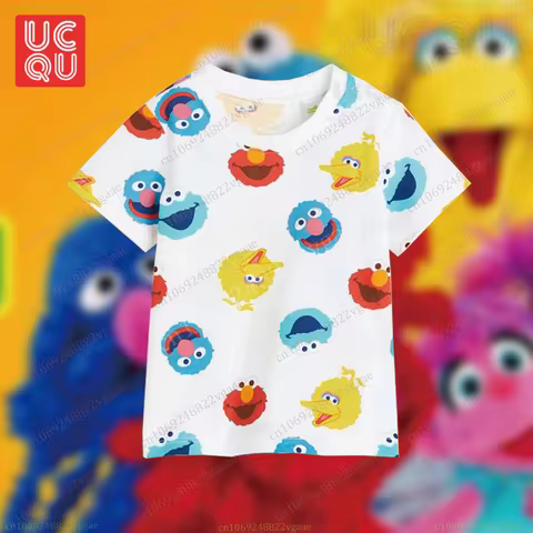 Tv Show Cookie Monster T Shirt For Kids Boys Cartoon T-shirt Short Sleeve Top Sesame Tee Shirt Stree