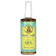 Badger Company, Calming Baby Oil, Chamomile &amp; Calendula with Olive and Jojoba Oils, 118ml