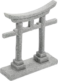 Japanese Shrine Statue Japanese Torii Gate Shinto Altar Shelf Asian Aquarium Statue Decor Japan Shrine Oriental Pagoda Bridge Sandstone Ornament Betta Fish Decorations for Tanks