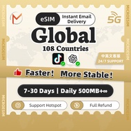 Global eSIM 108 Regions 7-30Days Iraq&India eSIM Unlimited Data Global eSIM Card