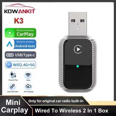 2 In1 Wireless Carplay Adapter For iPhone Android Auto Apple Wireless Carplay USB Ai Box Carplay For