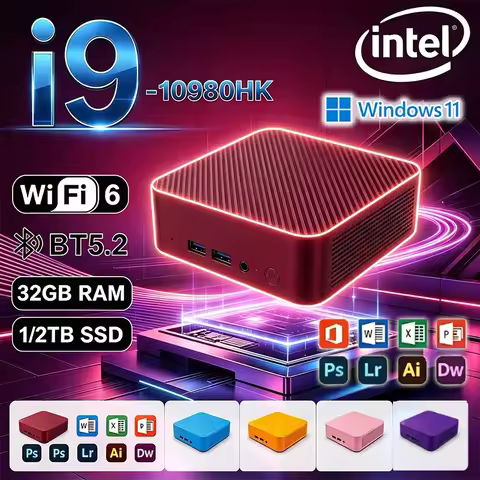 2026 Mini PC Intel Core i9 10980HK i3 6100U Windows 11 Gaming Computer Desktop PC RAM 16GB SSD 1TB W