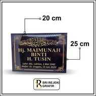 (SEHARI JADI) NISAN ISLAM CUSTOM GRANIT MAKAM / PRASASTI TULISAN UKIR NAMA / BATU NISAN KIJING BERKU