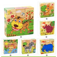 6-sided 9-piece wooden puzzle toy - multi-dimensional 3D block puzzle for children