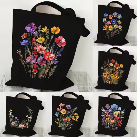 Daisy Rose Lavender Tas Graphics Canvas Tote Bag Vintage Boho Wildflowers Shopper Bag Eco Capacity T