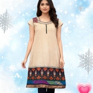 KURTI ANARKALI SINGLE SHORT SLEEVE BROWN CREAM PART 3