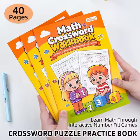 Math Crossword Workbook Kids Math Puzzle Exercise Book Addition Subtraction Multiplication Division 