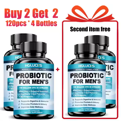 HOLUCKS 100 Billion CFU Probiotic for Men, with Digestive Enzymes, Prebiotics, Improve Gut Health, R