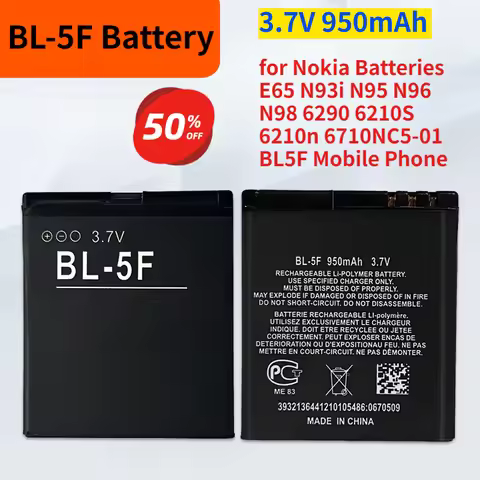 BL-5F Battery 3.7V 950mAh for Nokia Batteries E65 N93i N95 N96 N98 6290 6210S 6210n 6710NC5-01 BL5F 