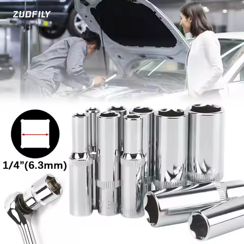 1/4inch Deep Socket 4/5/6/7/8/9/10/11/12/13/14mm Metric Hexagon Ratchet Wrench Sockets CR-V Impact S