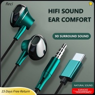 FLECI Type-C Game Headphones Handfree In-Ear Earphones Universal Stereo Music Earbud for Xiaomi/Huaw