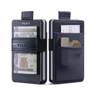 VULKIT-หนังกระเป๋าสตางค์ใส่บัตรที่เรียบง่ายดึงขึ้นซองใส่บัตร RFID การปิดกั้นกับชุดสำหรับ Coin-VW135เ