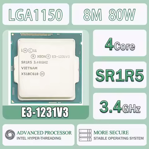 Intel Xeon E3-1231V3 3.4GHz Quad-Core 8M 80W E3 1231 V3 Computer CPU Processor Server E3 1231V3 Pack