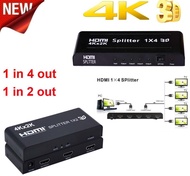 4K 1x2 HDMI Splitter 4K 3D 1X4 Video Distributor 1080P@60Hz 1 In 4 Out for PS3 PS4 Camera DVD Computer To TV Monitor Projector